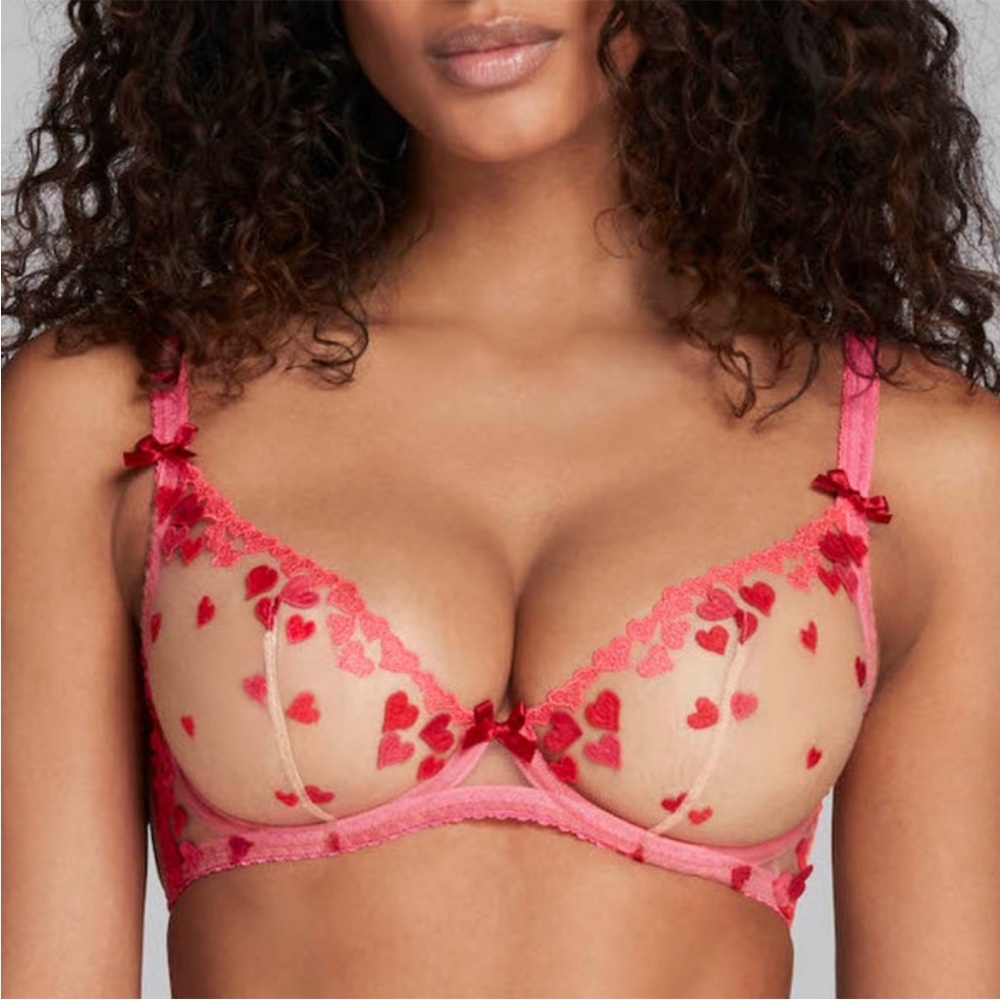 Agent Provocateur Cupid Heart Plunge Bra Underwire Sz. 36C